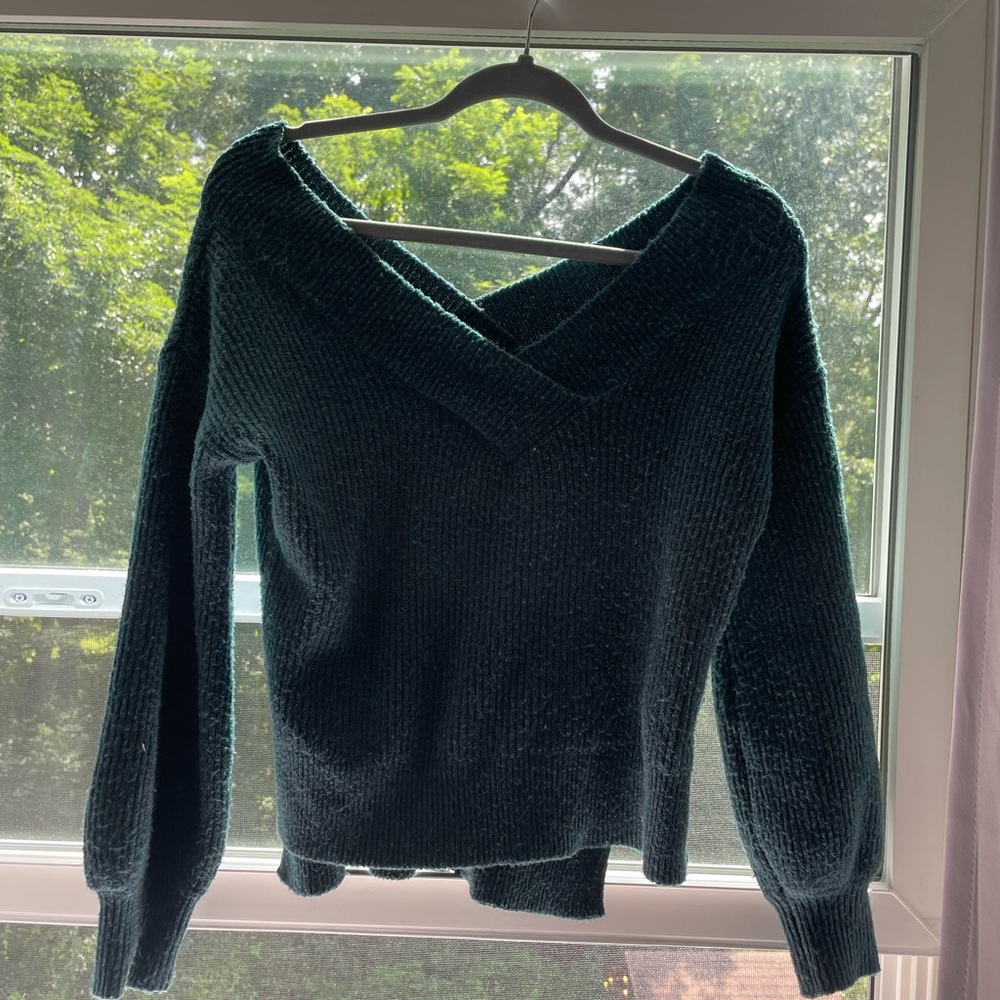 Pink rose xs ivory green sweater